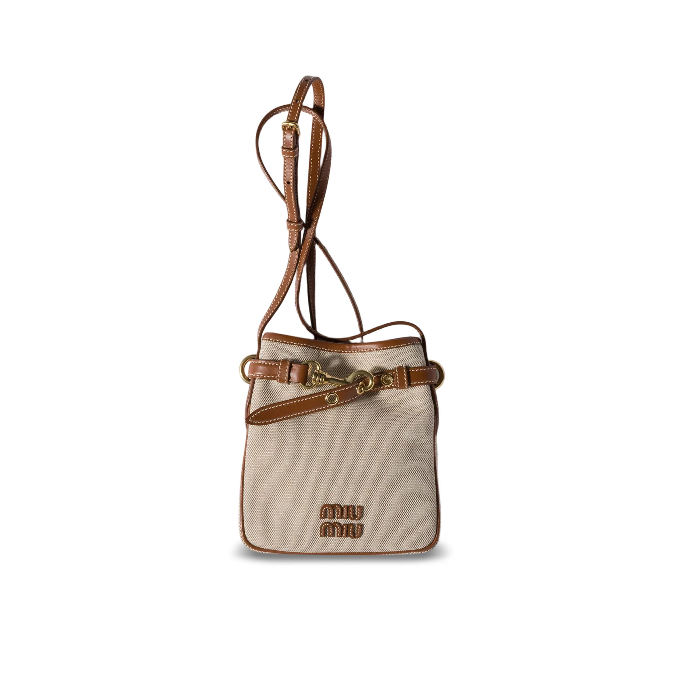 MIU MIU CANVAS AND LEATHER POUCH 5NR461 (19*17*4.5cm) MIU MIU CANVAS AND LEATHER POUCH 5NR461 (19*17*4.5cm)
